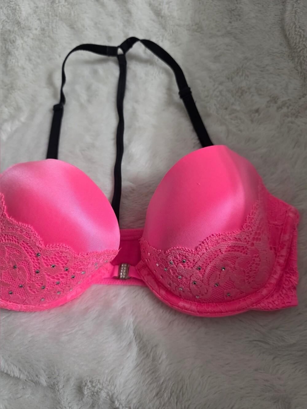 La Senza- Pink Lace Push-Up Bra - Front Close